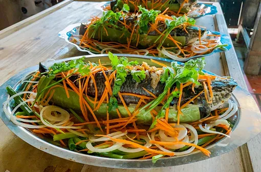 Ngọt thanh cá lóc hấp bầu