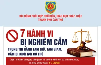 [INFOGRAPHICS] 7 hành vi bị nghiêm cấm trong thi hành tạm giữ, tạm giam, cấm đi khỏi nơi cư trú
