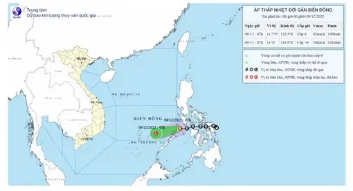 Áp thấp nhiệt đới di chuyển nhanh hơn với tốc độ khoảng 20 km mỗi giờ