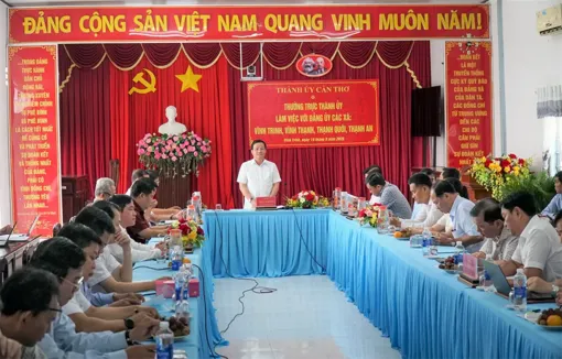 Lãnh đạo thành phố làm việc với Thường trực Đảng ủy các xã Vĩnh Trinh, Vĩnh Thạnh, Thạnh Quới, Thạnh An