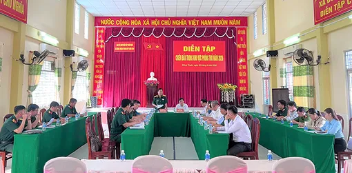Kiểm tra công tác chuẩn bị diễn tập chiến đấu trong khu vực phòng thủ năm 2026 ở xã Đông Thuận