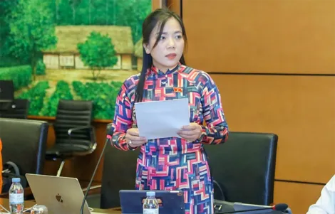 Bà Triệu Thị Ngọc Diễm, đại biểu Quốc hội đơn vị TP Cần Thơ, góp ý dự thảo Nghị quyết về việc tách Dự án điện hạt nhân Ninh Thuận thành các dự án độc lập