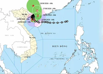 Thời tiết ngày 24/8: Bão số 4 mạnh cấp 9, gây mưa đặc biệt lớn tại Đông Bắc Bộ
