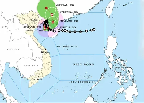 Thời tiết ngày 24/8: Bão số 4 mạnh cấp 9, gây mưa đặc biệt lớn tại Đông Bắc Bộ
