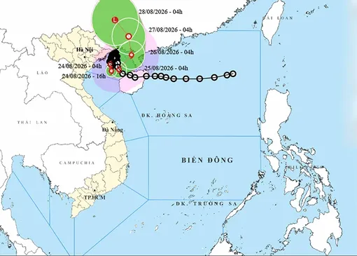 Thời tiết ngày 24/8: Bão số 4 mạnh cấp 9, gây mưa đặc biệt lớn tại Đông Bắc Bộ