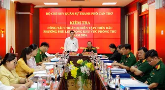 Kiểm tra công tác chuẩn bị diễn tập chiến đấu trong khu vực phòng thủ năm 2026 tại phường Phú Lợi