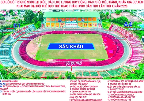 Bố trí khu vực khán giả bên trong sân và khu vực giữ xe
