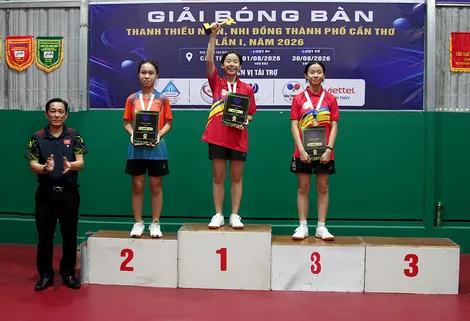 Kết thúc Giải Bóng bàn Thanh thiếu niên, nhi đồng TP Cần Thơ lần thứ I năm 2026