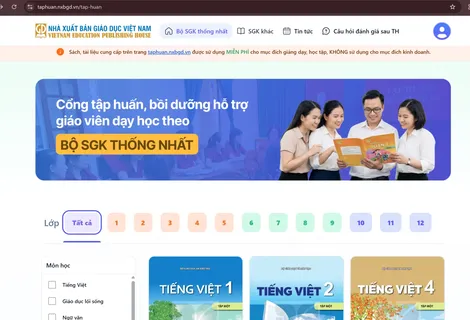 Nhà xuất bản Giáo dục Việt Nam cung cấp sách giáo khoa điện tử miễn phí