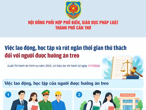 [INFOGRAPHICS] Việc lao động, học tập và rút ngắn thời gian thử thách đối với người được hưởng án treo
