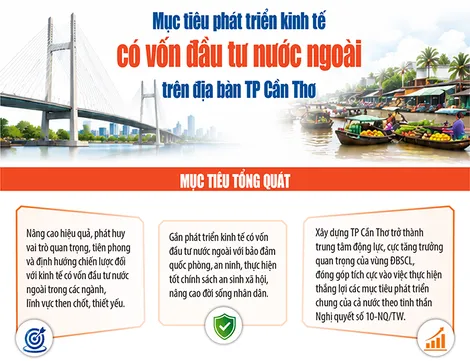 [Infographics] Mục tiêu phát triển kinh tế có vốn đầu tư nước ngoài trên địa bàn TP Cần Thơ