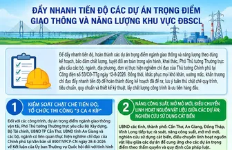 [INFOGRAPHICS] Đẩy nhanh tiến độ các dự án trọng điểm giao thông và năng lượng khu vực ĐBSCL