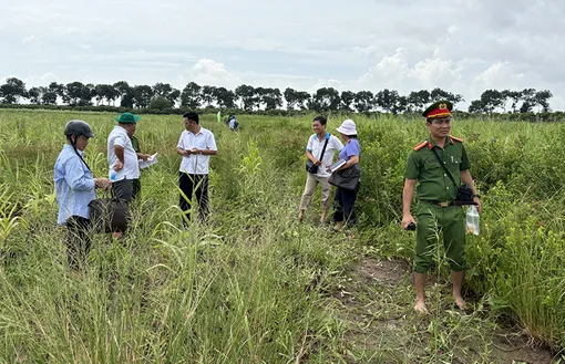 Khám nghiệm hiện trường liên quan đến việc chiếm đất công tại Nông trường 30-4 (cũ) tại xã Cù Lao Dung