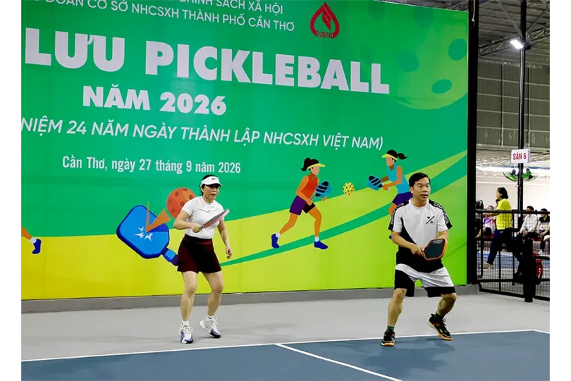 Sôi nổi Giải Pickleball chào mừng 24 năm ngày thành lập Ngân hàng Chính sách xã hội