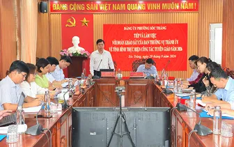 Đoàn khảo sát Ban Tuyên giáo Thành ủy làm việc với Đảng ủy phường Sóc Trăng