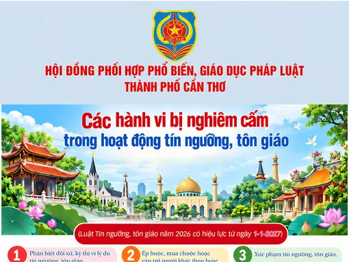 [INFOGRAHICS] Các hành vi bị nghiêm cấm trong hoạt động tín ngưỡng, tôn giáo