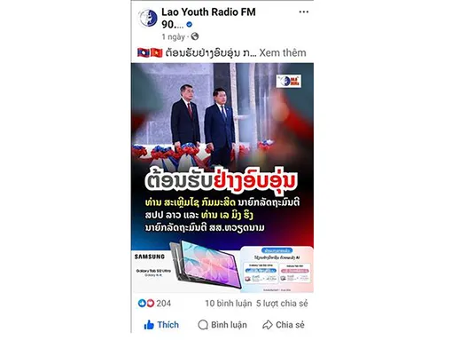 Truyền thông Lào ca ngợi thành công chuyến thăm Lào của Thủ tướng Lê Minh Hưng