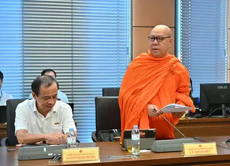 Thượng tọa Lý Minh Đức, đại biểu Quốc hội đơn vị TP Cần Thơ, góp ý dự án Luật sửa đổi, bổ sung một số điều của 7 luật