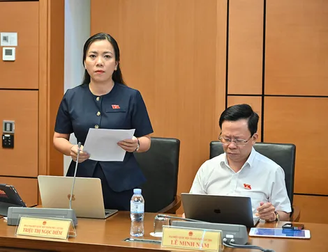 Bà Triệu Thị Ngọc Diễm, đại biểu Quốc hội đơn vị TP Cần Thơ, góp ý dự thảo Luật Điện lực (sửa đổi)