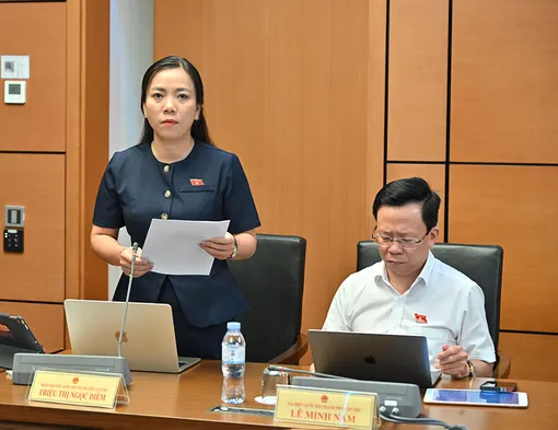 Bà Triệu Thị Ngọc Diễm, đại biểu Quốc hội đơn vị TP Cần Thơ, góp ý dự thảo Luật Điện lực (sửa đổi)