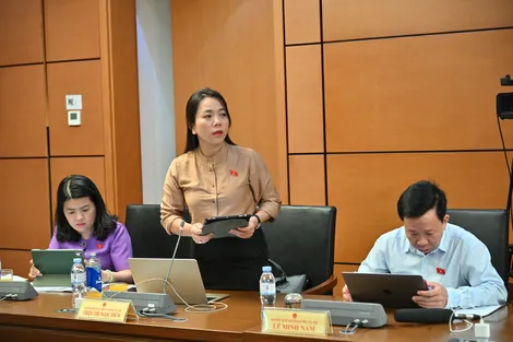 Bà Triệu Thị Ngọc Diễm, đại biểu Quốc hội đơn vị TP Cần Thơ, góp ý Luật sửa đổi, bổ sung một số điều của 6 Luật