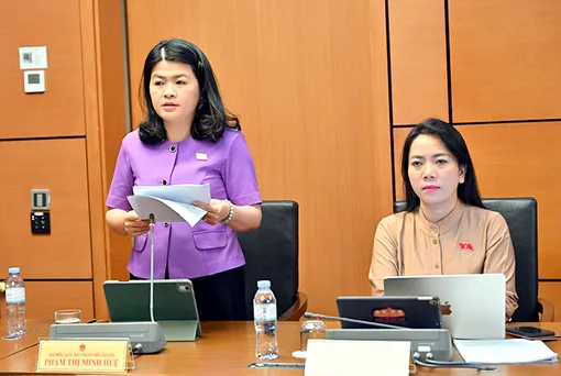 Bà Phạm Thị Minh Huệ, đại biểu Quốc hội đơn vị TP Cần Thơ, góp ý Luật Thực hiện dân chủ ở cơ sở (sửa đổi)