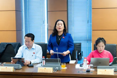 Bà Lê Thị Thanh Lam, Phó trưởng đoàn chuyên trách Đoàn đại biểu Quốc hội TP Cần Thơ, góp ý dự án Luật Nhà ở (sửa đổi)