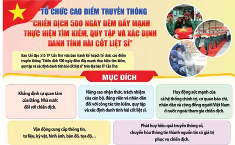 [INFOGRAPHICS] Tổ chức cao điểm truyền thông “Chiến dịch 500 ngày đêm đẩy mạnh thực hiện tìm kiếm, quy tập và xác định danh tính hài cốt liệt sĩ”