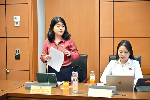 Bà Phạm Thị Minh Huệ, đại biểu Quốc hội đơn vị TP Cần Thơ, góp ý dự án Luật Văn bản quy phạm pháp luật