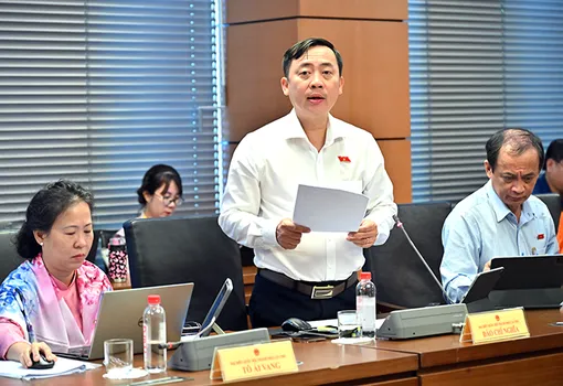Ông Đào Chí Nghĩa, Phó trưởng đoàn chuyên trách Đoàn Đại biểu Quốc hội TP Cần Thơ, góp ý dự án Luật Văn bản quy phạm pháp luật