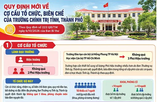 [INFOGRAPHICS] Quy định mới về cơ cấu tổ chức, biên chế của Trường Chính trị tỉnh, thành phố