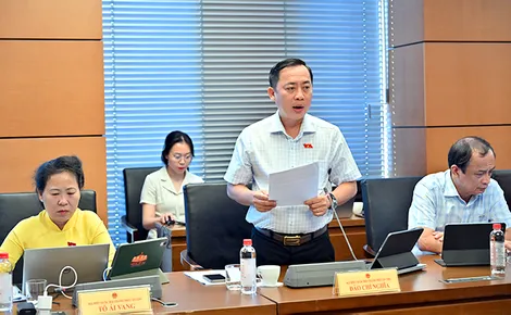 Ông Đào Chí Nghĩa, Phó trưởng đoàn chuyên trách Đoàn Đại biểu Quốc hội TP Cần Thơ, góp ý dự án Luật An toàn thực phẩm (sửa đổi)