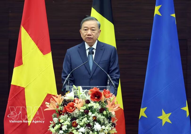 Top leader gives policy speech in Brussels, sharing vision for Vietnam–EU ties