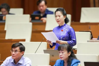 Bà Tô Ái Vang, Phó trưởng đoàn chuyên trách Đoàn đại biểu Quốc hội TP Cần Thơ, góp ý dự án Luật Kinh doanh Bất động sản (sửa đổi)
