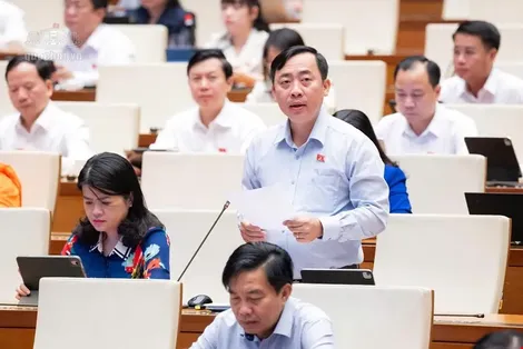 Ông Đào Chí Nghĩa, Phó trưởng đoàn chuyên trách Đoàn Đại biểu Quốc hội TP Cần Thơ, góp ý dự án Luật Kinh doanh Bất động sản (sửa đổi)